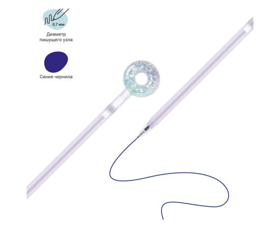 Ручка шариковая MESHU "Donats" синяя, 0,7мм, перламутр, софт-тач, ассорти, с топпером 296410