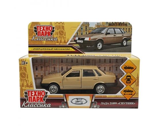 Машина металл LADA-21099 "СПУТНИК" 12 см, двери, багаж, инерц, бежевый, 353525 353525