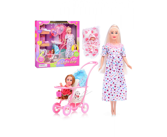 Кукла Defa Lucy Кукла "Молодая мама" беременная с малышами и аксессуарами 8049 8049