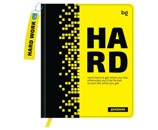 Дневник 1-11 кл. 48л. (твердый) BG "Hard. Yellow", иск. кожа, печать, брелок, ляссе D5h48_64497