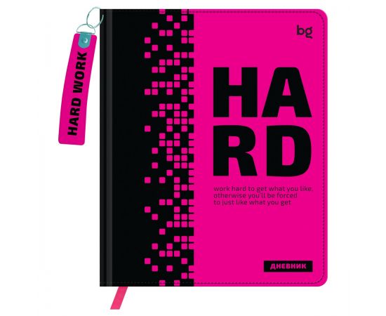 Дневник 1-11 кл. 48л. (твердый) BG "Hard. Pink", иск. кожа, печать, брелок, ляссе D5h48_64498
