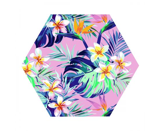 Картина по номерам на фигурном холсте ТРИ СОВЫ "Тропический сад", форма многоугольник, с акриловыми красками и кистями FCF30_00009