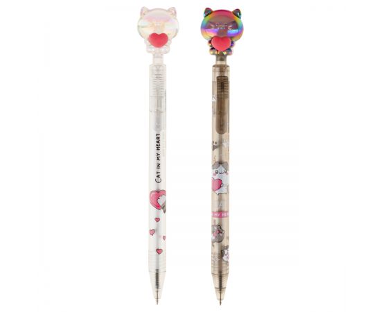 Ручка шариковая автоматическая MESHU "Cats Lovers" синяя, 0,7мм, корпус ассорти MS_65543