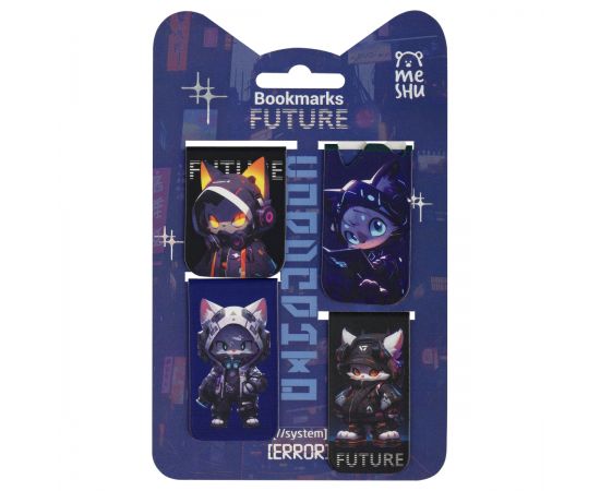 Закладки магнитные для книг, 4шт., MESHU "Future", матовая ламинация, фольга MS_66064