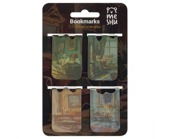 Закладки магнитные для книг, 4шт., MESHU "Aristocratic", матовая ламинация, фольга MS_66066