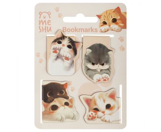Закладки магнитные для книг, 4шт., MESHU "Cute kittens", матовая ламинация MS_66068
