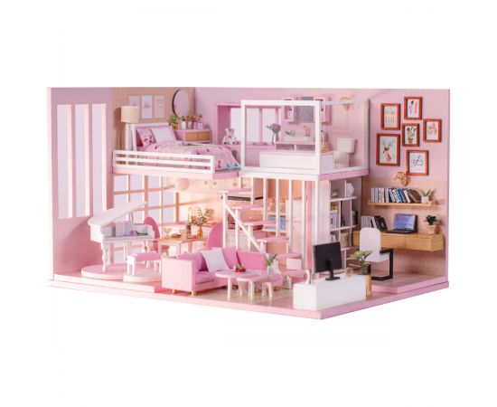 Сборная модель ТРИ СОВЫ, Румбокс "Нежная студия", инструменты, клей, светодиоды, картонная коробка RMb_57081