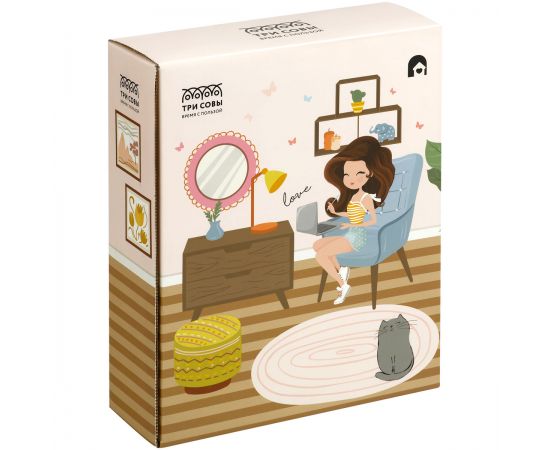 Сборная модель ТРИ СОВЫ, Румбокс "Загородная жизнь", инструменты, клей, светодиоды, батарейки, картонная коробка RMs_57073