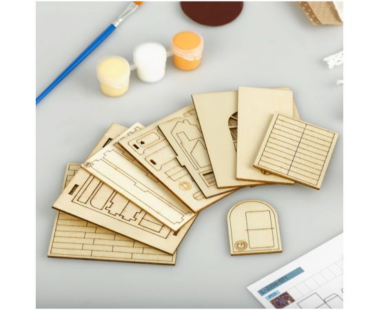 Сборная модель ТРИ СОВЫ, Румбокс "Комната малыша", инструменты, клей, светодиоды, батарейки, картонная коробка RMs_57074