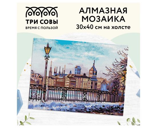 Алмазная мозаика ТРИ СОВЫ "Старый город", 30*40см, холст, картонная коробка с пластиковой ручкой АМ3040_47525