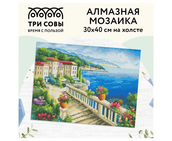 Алмазная мозаика ТРИ СОВЫ "Набережная", 30*40см, холст, картонная коробка с пластиковой ручкой АМ3040_47530