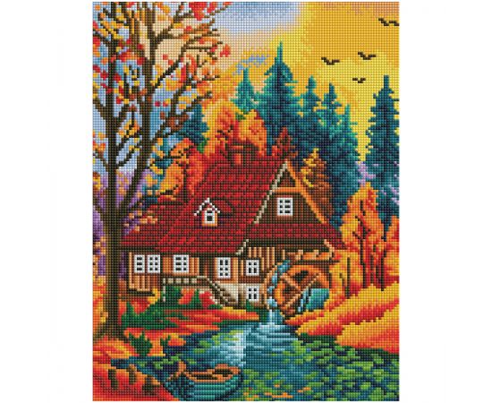 Алмазная мозаика ТРИ СОВЫ "Дом в осеннем лесу", 30*40см, холст на деревянном подрамнике, картонная коробка с пластиковой ручкой АМП3040_52936