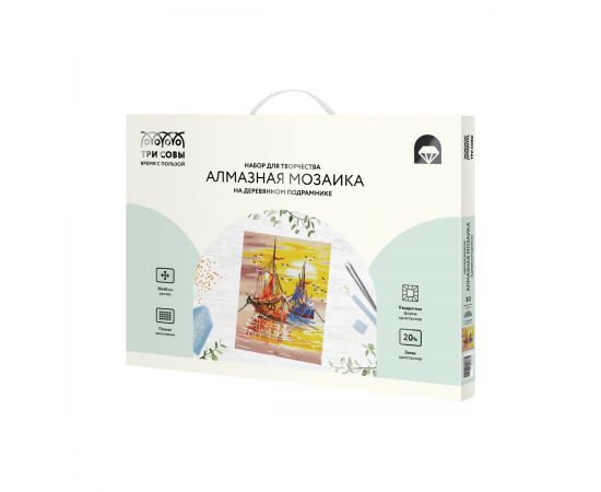 Алмазная мозаика ТРИ СОВЫ "Закат на море", 30*40см, холст на деревянном подрамнике, картонная коробка с пластиковой ручкой АМП3040_52952