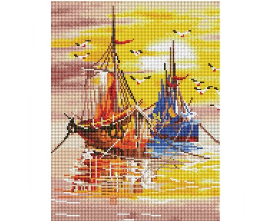 Алмазная мозаика ТРИ СОВЫ "Закат на море", 30*40см, холст на деревянном подрамнике, картонная коробка с пластиковой ручкой АМП3040_52952