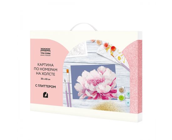 Картина по номерам на холсте с глиттером ТРИ СОВЫ "Серебро на цветке", 30*40, с акриловыми красками и кистями КХг3040_57052