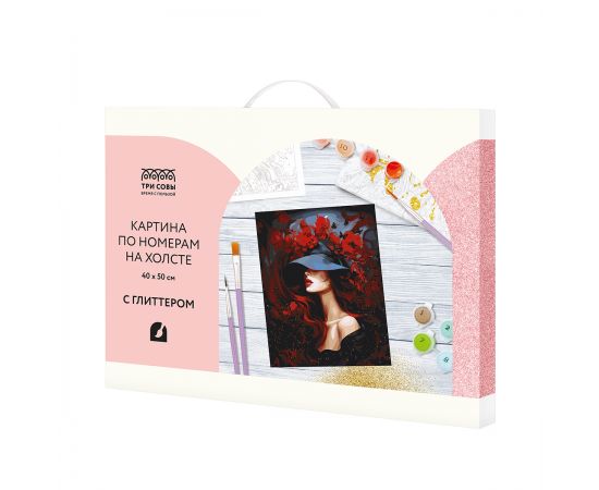 Картина по номерам на холсте с глиттером ТРИ СОВЫ "Загадочность", 40*50, с акриловыми красками и кистями КХг4050_57063