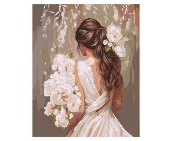 Картина по номерам на холсте с глиттером ТРИ СОВЫ "Невеста", 40*50, с акриловыми красками и кистями КХг4050_57064