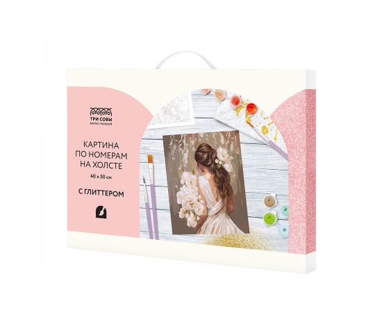 Картина по номерам на холсте с глиттером ТРИ СОВЫ "Невеста", 40*50, с акриловыми красками и кистями КХг4050_57064