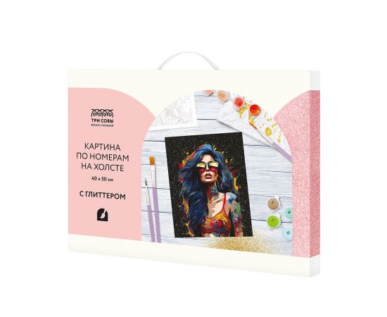 Картина по номерам на холсте с глиттером ТРИ СОВЫ "Драйв", 40*50, с акриловыми красками и кистями КХг4050_57066