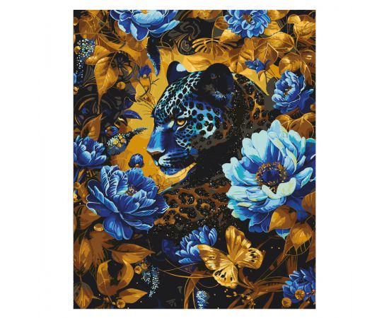 Картина по номерам на холсте с глиттером ТРИ СОВЫ "Пантера", 40*50, с акриловыми красками и кистями КХг4050_57068