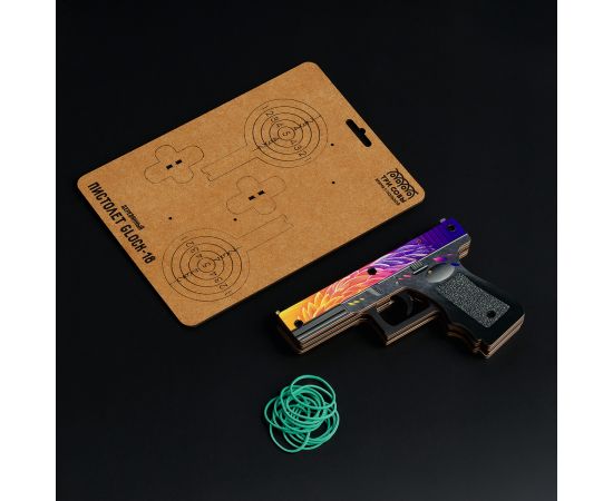 Пистолет деревянный ТРИ СОВЫ Glock-18, "Гнездо", подложка ХДФ с европодвесом, термоусадка ПД2_36320
