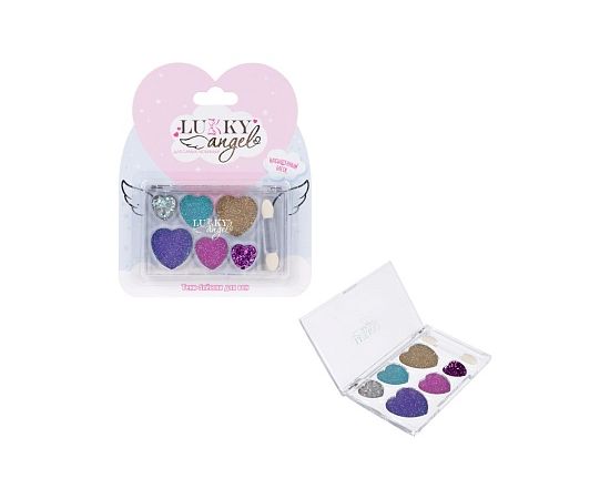 Lukky Angel Тени д.век с блёстками Разноцветные Сердечки,6 цв,6 г,аппликатор,блистер Т24816 Т24816