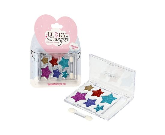 Lukky Angel тени д.век с блёстками,палетка с форм.Звездочки,6 цветов,блистер Т25836 Т25836