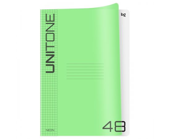 Тетрадь 48л., А4 клетка BG "UniTone. Neon", пластиковая обложка, неон салатовый Т4ск48_пл 57514