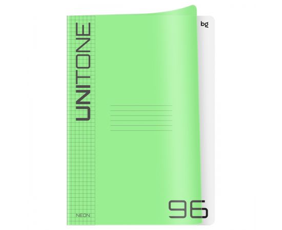 Тетрадь 96л., А4 клетка BG "UniTone. Neon", пластиковая обложка, неон салатовый Т4ск96_пл 57519