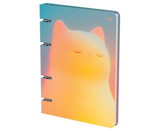 Тетрадь на кольцах А5, 120л., BG "Meow", картон, soft-touch ламинация ТК5к120_лс 57855