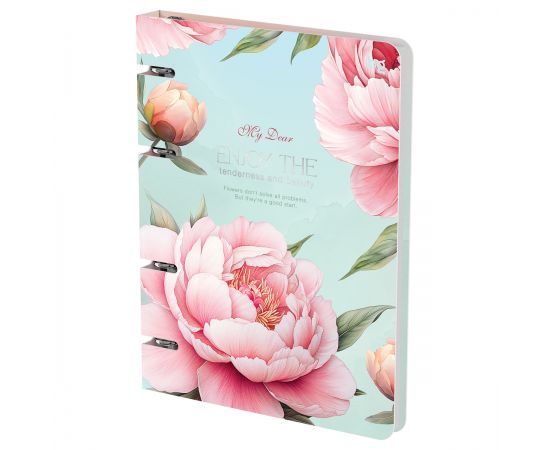 Тетрадь на кольцах А5, 120л., BG "Розовые розы", картон, soft-touch ламинация, тиснение фольгой ТК5к120_лс_тф 57858