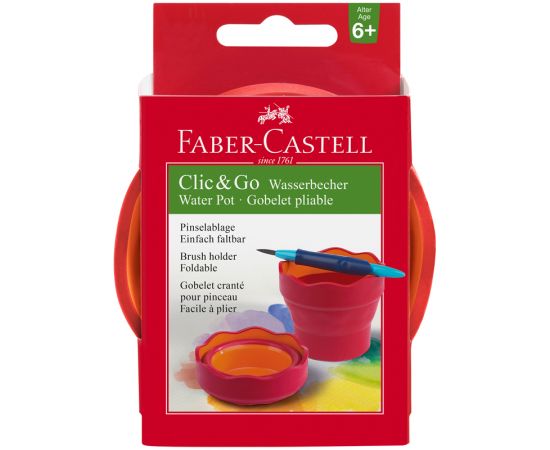 Стакан для воды Faber-Castell "Clic&Go", складной, красный 181517