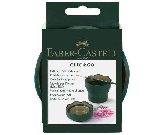 Стакан для воды Faber-Castell "Clic&Go", складной, темно-зеленый 181520