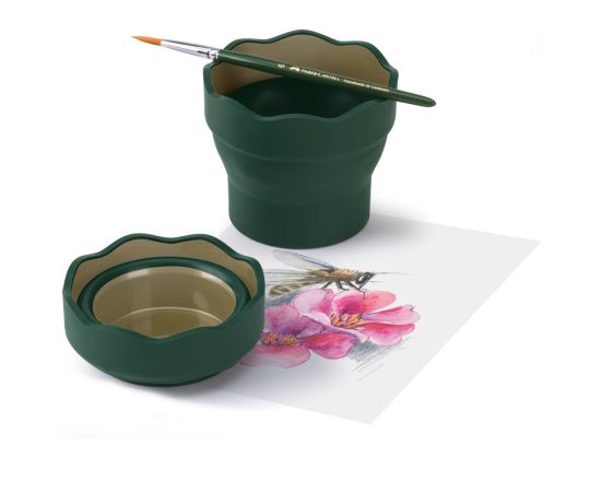 Стакан для воды Faber-Castell "Clic&Go", складной, темно-зеленый 181520