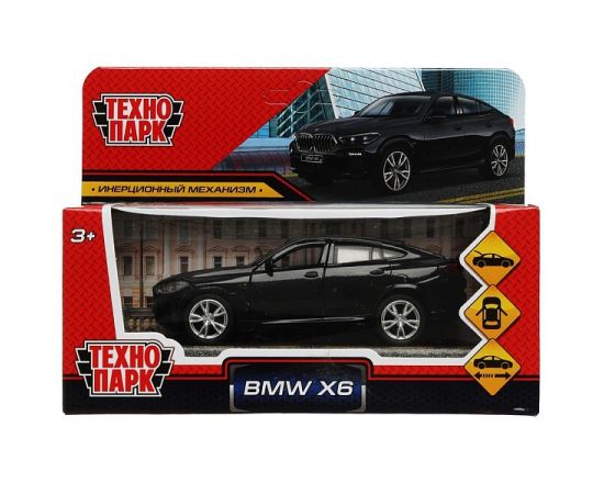 Машина металл BMW X6 длина 12 см, двери, багаж, инер, черный 342357 342357