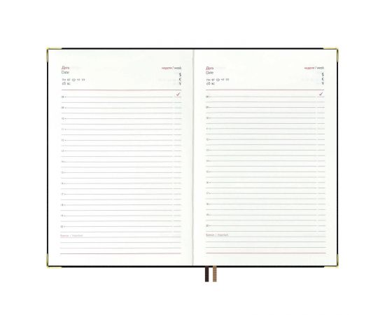 Ежедневник недатированный + подставка с блоком (набор подарочный) ESCALADA, А5, 160 л., арт. 70559/ 5 ШЕВРЕТ ГЛОСС ЧЁРНЫЙ (кожзам: ежедневника: 146х211 мм, подставки для блока: 107х107х28 мм, интеграл 70559