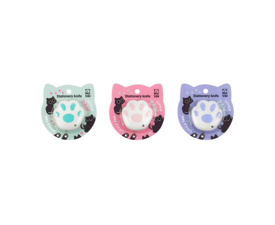 Нож канцелярский 9мм MESHU "Little Paw", блистер, европодвес, ассорти MS_64837