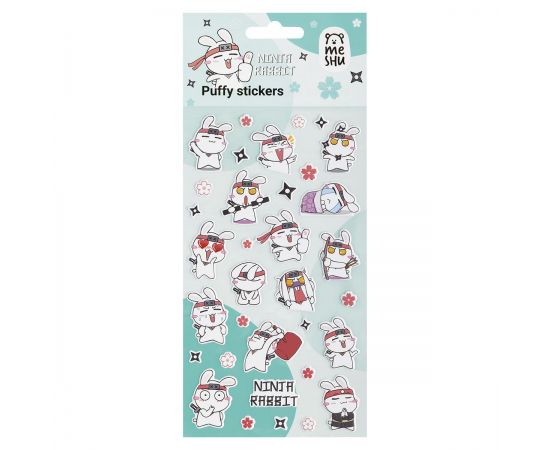 Наклейки объемные MESHU "Ninja Rabbit", 10*23см, инд. уп., европодвес MS_66578