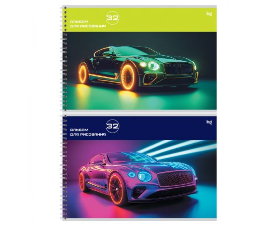 Альбом для рисования 32л., А4, на гребне BG "Неоновый стиль" АР4гр32 08634