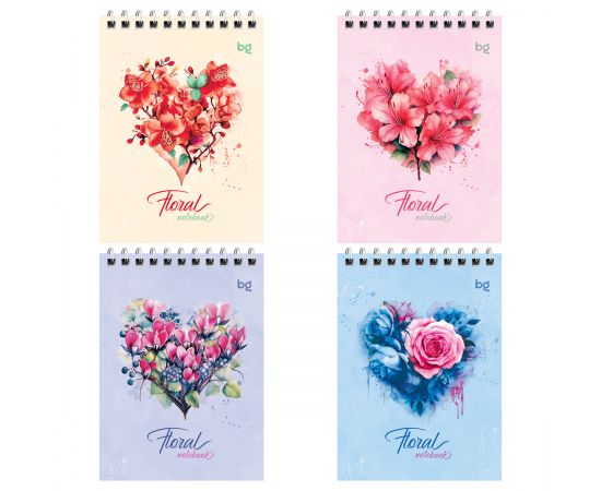 Блокнот А6 40л. на гребне BG "Floral notebook" Б6гр40 58703
