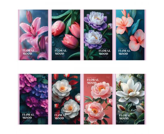 Блокнот А6 32л., на скрепке BG "Floral mood", блестки Б6ск32_бл 09427