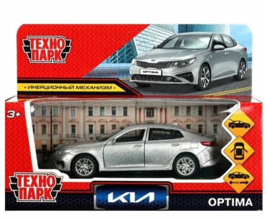 Машина металл KIA OPTIMA длина 12 см, двери, багаж, инерц, серебристый 405061 405061