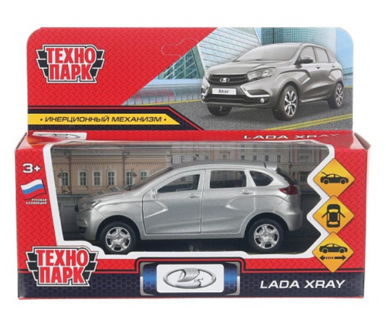 Машина металл LADA XRAY длина 12 см, двери, багаж, инерц, серебристый 402761 402761