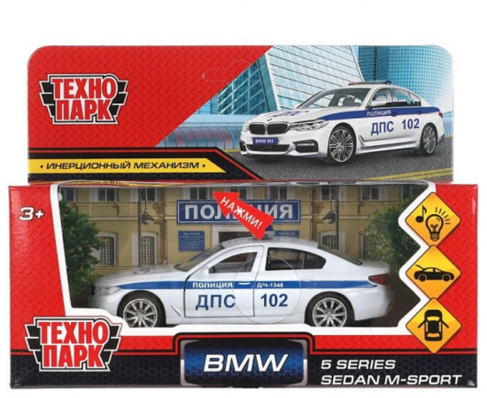 Машина металл свет-звук BMW 5-er M-SPORT ПОЛИЦИЯ 12 см, двери, багаж 319647 319647