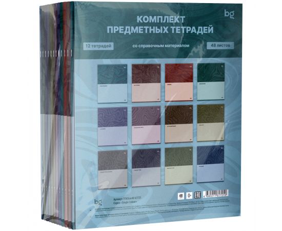 Комплект (12 шт.) предметных тетрадей 48л. BG "Single colour", эконом ТПК5ск48 63721