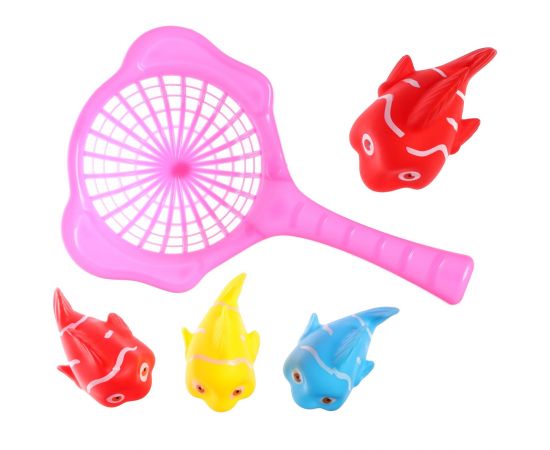 Резиновые игрушки для ванны Крошка Я «Рыбалка с рыбками», в наборе 4 шт., сачок, МИКС 10095816