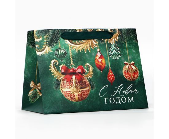 Пакет подарочный новогодний с широким дном «С Новым годом», 25×19×18 см 10350584