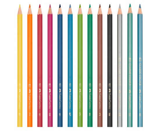 Карандаши цветные Faber-Castell "Dinosaur", 10 цв. + 3 цв. металл. + наклейки, заточен., картон, европодвес 111213