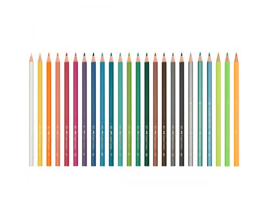 Карандаши цветные Faber-Castell "Dinosaur", 18 цв. + 3 цв. металл. + 3 цв. неон. + наклейки, заточен., картон, европодвес 111222