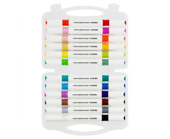 Маркеры акриловые Гамма "Классические", двухцветные, 12шт., 24 цв., пластик.бокс 14062025_12